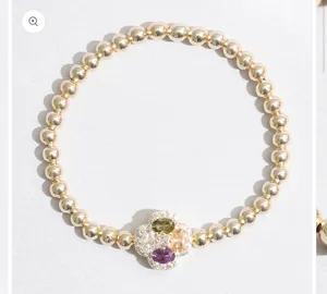 Multicolor Cross Beaded Gold Tone Bracelet thumbnail 1
