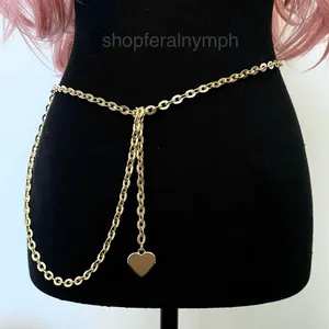 Gold Y2K Heart Charm Flat Link Draped Chain Belt, Fits Up to 48 Inches, X7GA1369 thumbnail 3