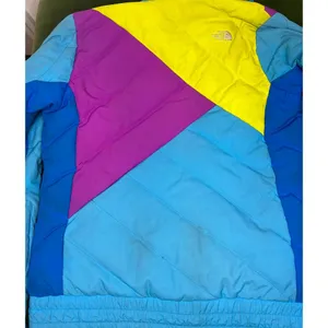 Rare vintage The North Face Jitterbug down jacket in bold blue, pink and yellow thumbnail 9