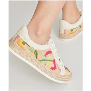 Dolce Vita Azalia Floral Embroidered Woven Raffia Sneakers Size 8.5 thumbnail 3