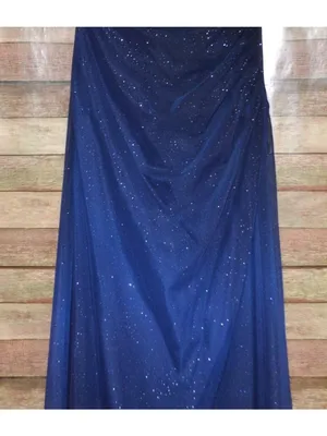 VTG Y2K 90s Midnight Blue Glitter Prom Dress Maxi Gown 5/6 Whimsygoth Fairy Core thumbnail 5