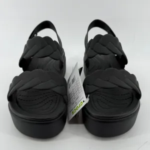 Crocs Brooklyn Woven Upper‎ Low Wedge Sandal Black Women 6 Strappy Comfy New thumbnail 3