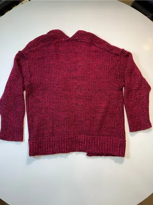Free People Wine Red Open-Front Chunky Knit Cardigan thumbnail 8