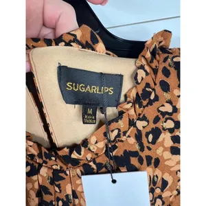 Sugarlips Leopard Print Long Sleeve Ruffle Hem Mini Dress Size M Animal thumbnail 9