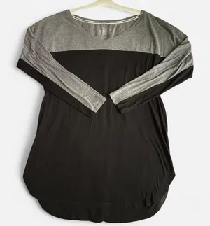 Victoria's Secret Women Long Sleeve T-Shirt Size L Colorblock Black Gray thumbnail 1