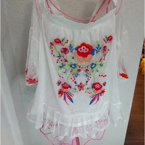 Umgee Boho Mesh Floral Embroidered Peasant Top S Festival Concert Indie Casual thumbnail 3