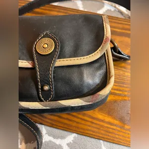 Burberry Vintage Black Crossbody Bag with Nova Check trim magnetic snap on flap thumbnail 3