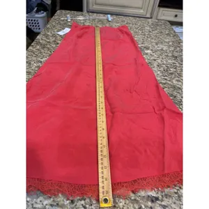 AG Adriano Goldschmied Red Midi Silky Skirt‎ with Lace Trim Size Small NEW thumbnail 9