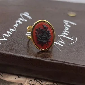Handmade Black Rose Cameo Ring Romantic Goth Whimsigoth Witchy thumbnail 6