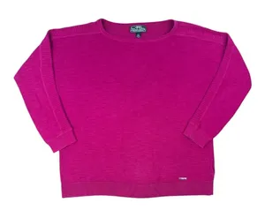 Lauren Active Ralph Lauren Women's Large Cotton Pullover Sweater‎ Fuchsia Pink thumbnail 1
