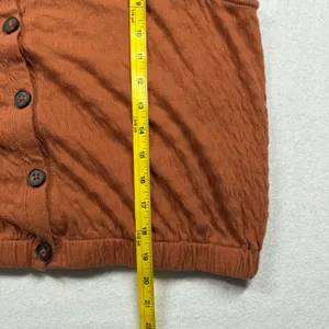Madewell Crinkle Knit Button Front Crop Top Women’s Large Rust Orange thumbnail 7