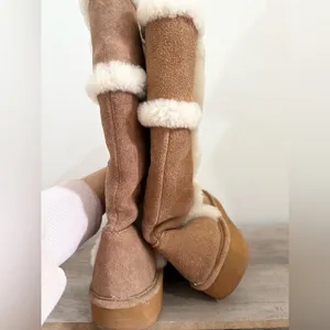 Michael Kors Winter Tall Suede Boots Walnut - size 9 sheep fur thumbnail 5