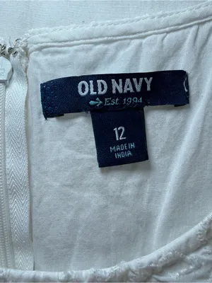 Old Navy Lined Y2K Dress Size 12 Cotton Tank Peasant Cottage core White Eyelet thumbnail 7