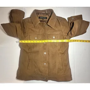 Wilsons Leather Chloe Trucker Jacket Womens Size Medium Retro 90s Biker‎ Brown thumbnail 6