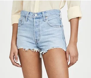 Levi's 501 Original Fit High Rise Button Fly Cutoff Jean Shorts Blue 25 thumbnail 1