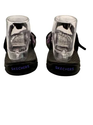 Skechers Size 9 Sandals Slight Adjustable Straps Black Purple Pattern thumbnail 6