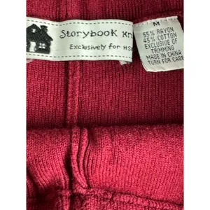 Storybook Knits Burgundy Wide Leg Knit Pants Womens Medium Elastic Waist Relax thumbnail 3
