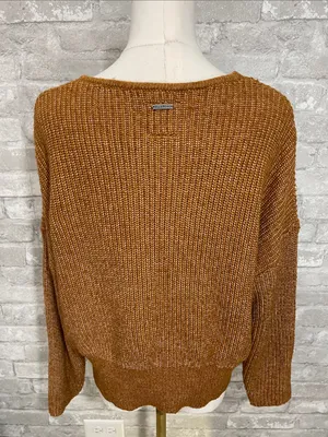 Billabong Women's V-Neck Sweater in Rust Brown thumbnail 3