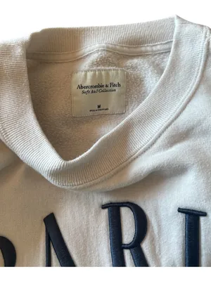 Abercrombie & Fitch Light Gray PARIS Crest Crewneck with Navy & Gold Shield thumbnail 4