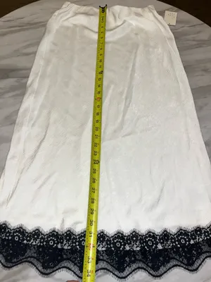 NWT A New Day Ivory Satin Lace Hem Slip Skirt Size Small Midi thumbnail 3
