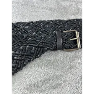 Western Boho Black Braided Leather Belt Waist Cincher Adjustable 50” Large XL thumbnail 5