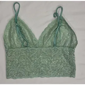 Vintage Mint Metallic Lace Bralette Cami Made in USA L thumbnail 2