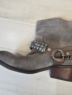 {5.5} Gianni Bini Taupe Harness Suede Cowboy Boots Women's thumbnail 7