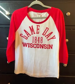 Victoria’s Secret PINK Wisconsin 3/4 spirit shirt-size L. thumbnail 1