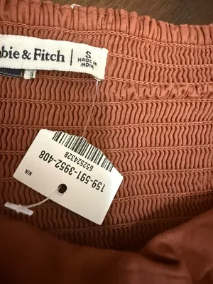 NWT Abercrombie & Fitch Small Brown and White Polka Dot Puff Sleeve Mini Dress thumbnail 4