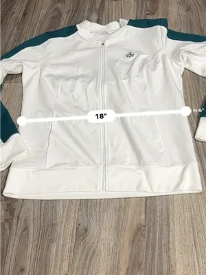 Lady Hanger Tennis Jacket White Green Lightweight Athletic Zip Up. thumbnail 9