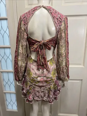 HEMANT & NANDITA Maya Cotton Paisley Floral Long Sleeve Mini Dress S Large thumbnail 8