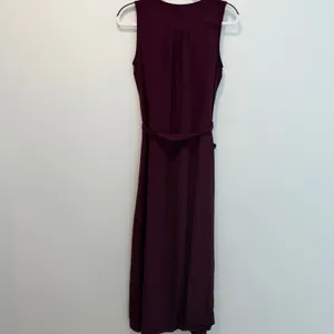 GAP Women's Medium Burgundy Sleeveless Button Front Midi Dress Tie Waist thumbnail 7