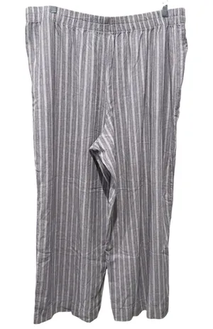 Old Navy High Rise Super Wide Leg Pant Linen Blend Sz XXL Gray Stripe Coastal thumbnail 1