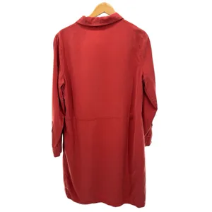 John Mark Shirt Dress Medium Red Long Sleeve 100% Tencel Button Front Roll Tab‎ thumbnail 7