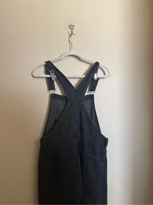 Free People Ziggy washed black denim Jean Overalls size xs oversized thumbnail 6