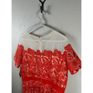 NEW Jax Dress Size 14 Short Sleeve Lace Mesh Sheath Bright Colors Knee Length thumbnail 9