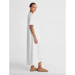 Madewell Poplin Splitneck Midi Shirtdress Cotton White Pockets Relaxed M NWT thumbnail 3