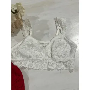 Aerie Lace Bralette White and‎ red lace Lined Wireless Small/Large thumbnail 4