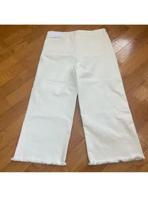 Ann Taylor LOFT High Waist Wide Leg Crop Jeans White Size 12P/31 thumbnail 8