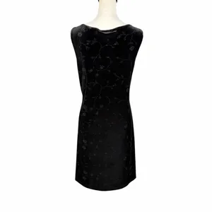 Vintage Y2K Velvet Mini Dress Size Large Black Whimsigoth Holiday Emo Shimmer thumbnail 6