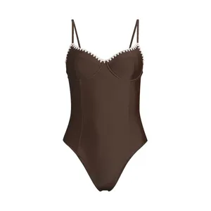 RAMY BROOK Addisyn Whipstitch One Piece Swimsuit in Brown Size Large thumbnail 3
