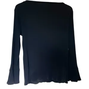 J. CREW Black Trumpet Bell Cuff Boat Neck Ribbed Knit Shirt Top - Size Large thumbnail 7