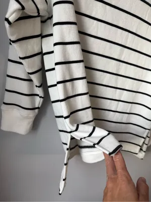 J. Crew Striped Button Shoulder Turtleneck Sweater White Black Comfy Sweatshirt thumbnail 3