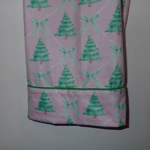 Brand New Coastal Mermaid Pajama Pants Holiday Christmas Trees Pink Bows size L thumbnail 3