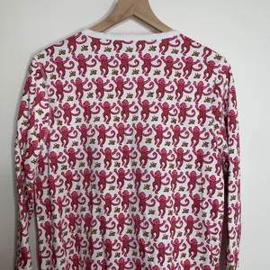 Roller Rabbit Monkey Pajama Top Pink Womens Medium New thumbnail 5