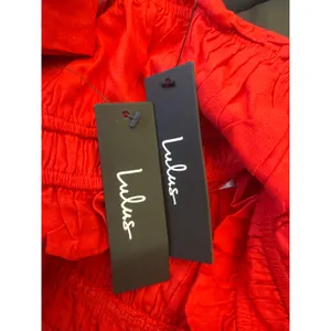 Lulus Hotter Temps Red Linen Ruffled Two-Piece Romper Set NWT Medium thumbnail 6