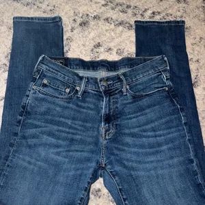 Abercrombie & Fitch Blue Denim Jeans with Brown Patch thumbnail 1