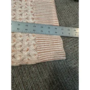 Knox Rose Mock Neck Cable Knit Sweater Womens Medium Terracotta White Pullover thumbnail 5