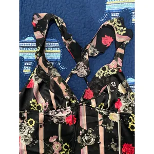 Victoria's Secret Ruffle Babydoll Satin Floral Top Sz S y2k thumbnail 3