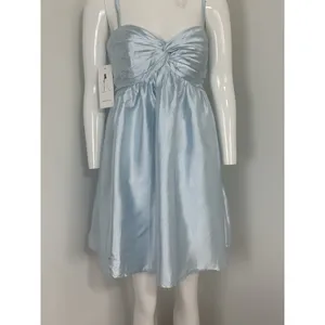 NWT Womens Baby Blue Satin Mini Dress Lace Up Corset Back Spaghetti Strap⁠ 8 thumbnail 4